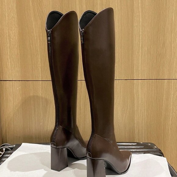 Brown Elegant Women's High Heels Over Knee Boots - Picture 6 of 6